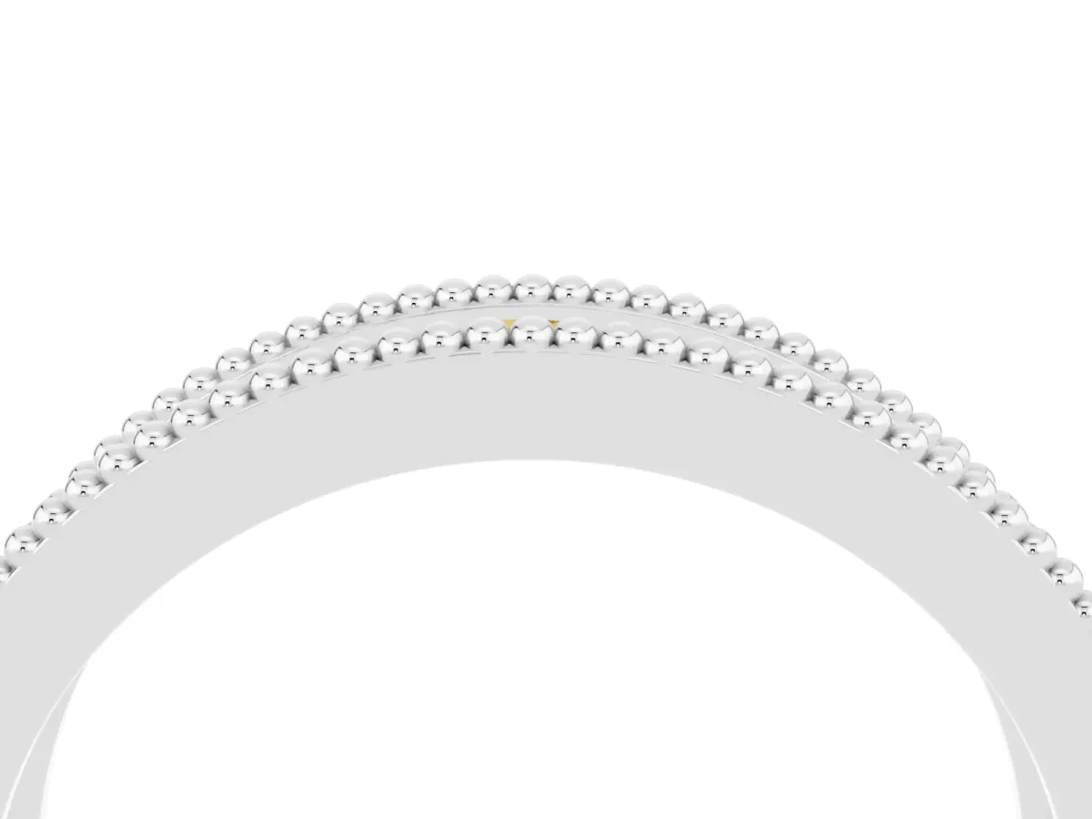 Round Yellow Sapphire Twist Milgrain Band with Bezel Setting White gold