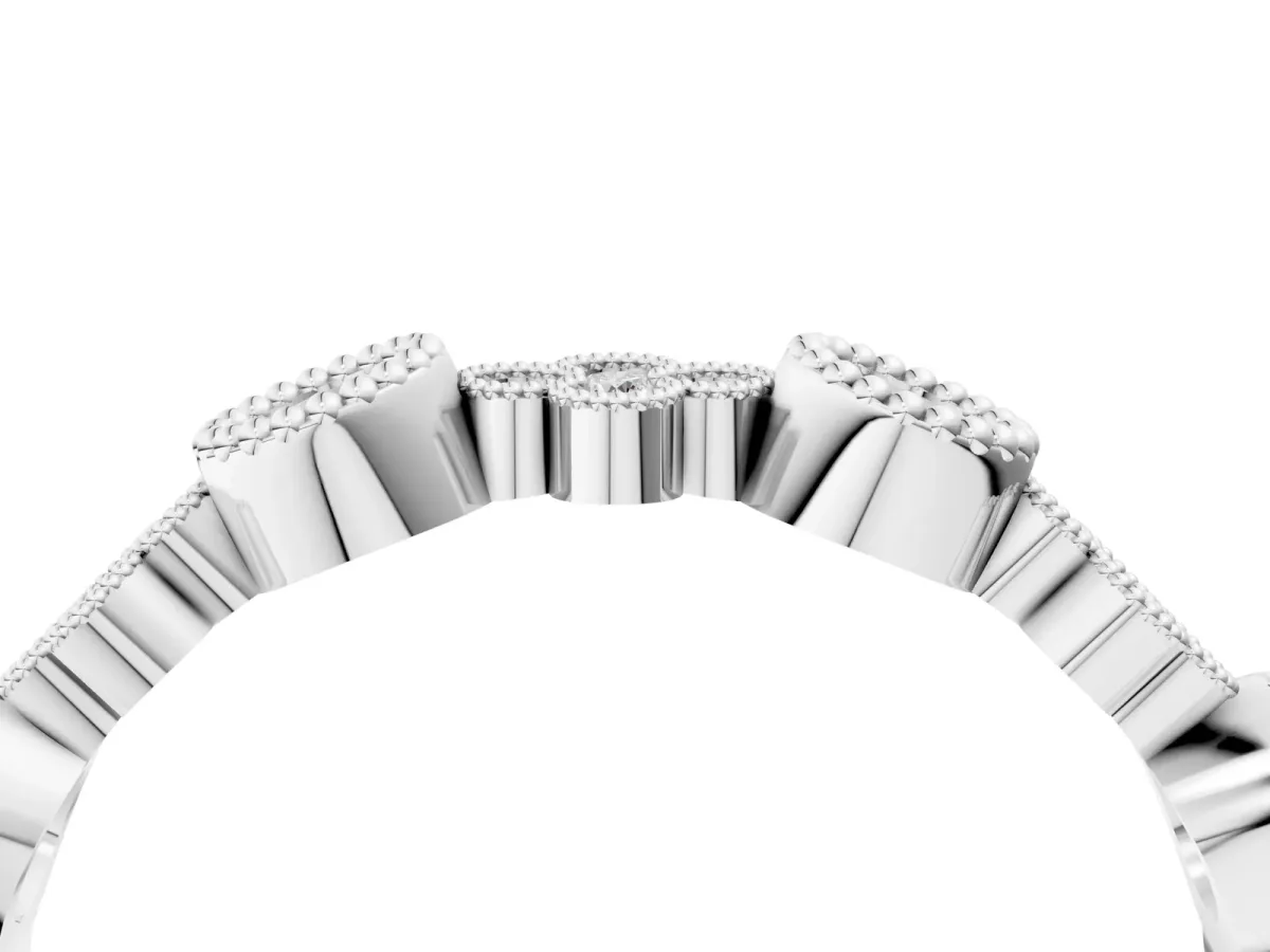Milgrain Bezel Set Round Diamond Cluster Eternity Band Platinum