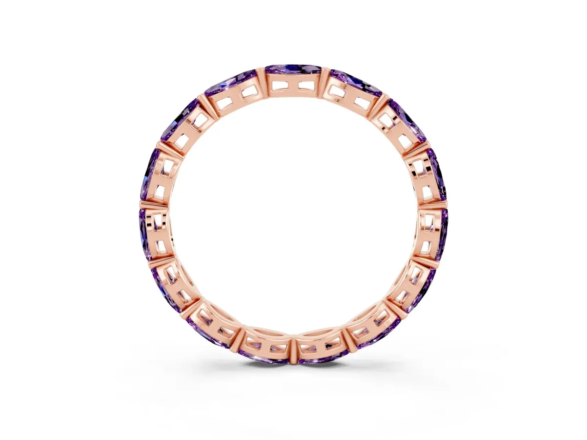 Marquise Amethyst Eternity Band with U-Prong Setting Rose gold
