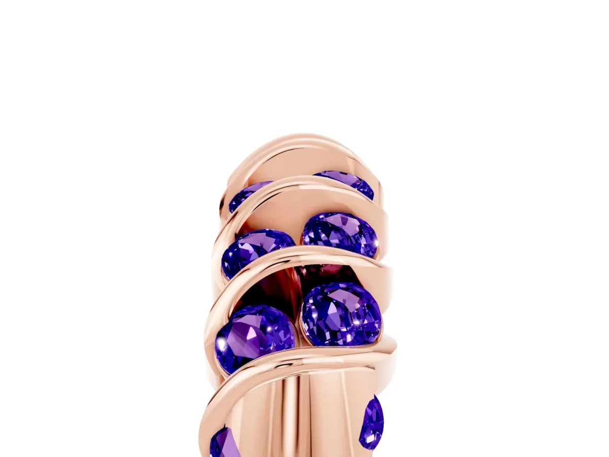 Channel Set Round Tanzanite Multi-Row Band Rose gold