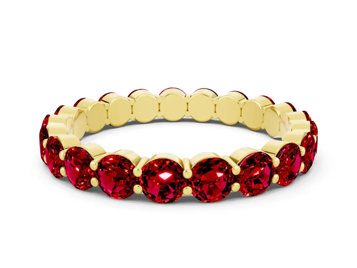 Round Ruby Eternity Band with U-Prong Setting Yellow gold