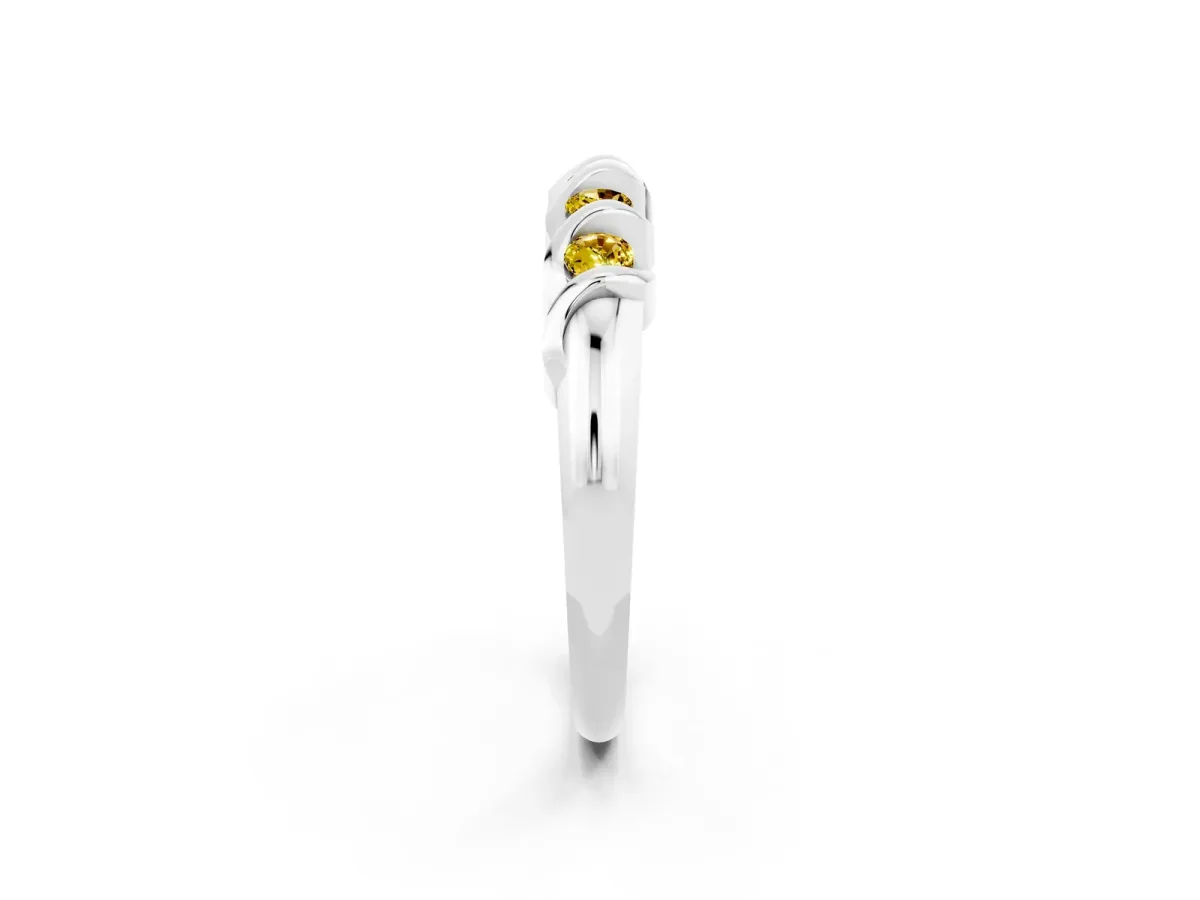 Round Yellow Sapphire Eternity Band with Twist Prong Setting Silver