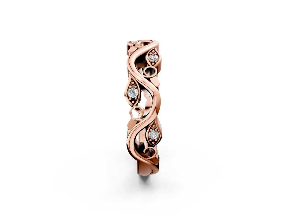 Marquise Diamond Vine Eternity Band with Bezel Setting Rose gold