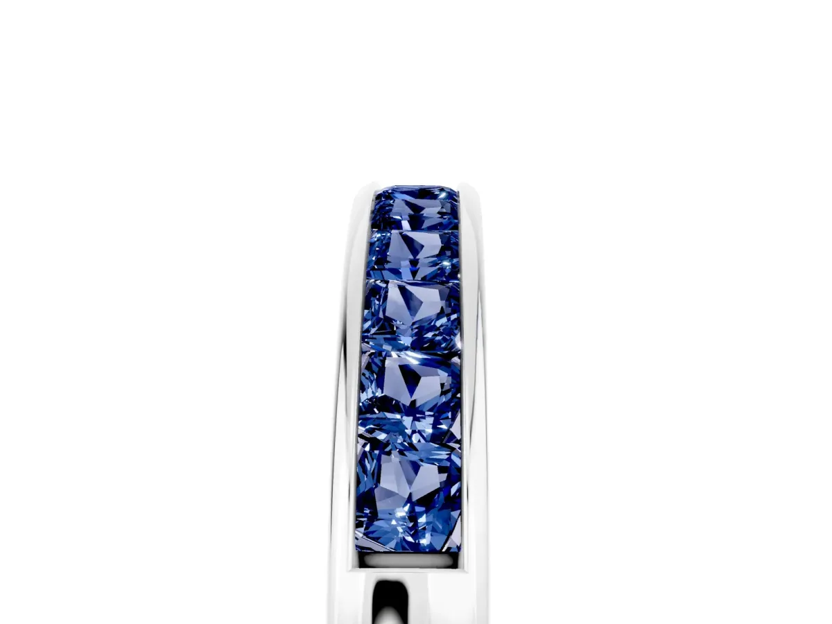 Channel Set Princess Cut Blue Sapphire Eternity Band Platinum