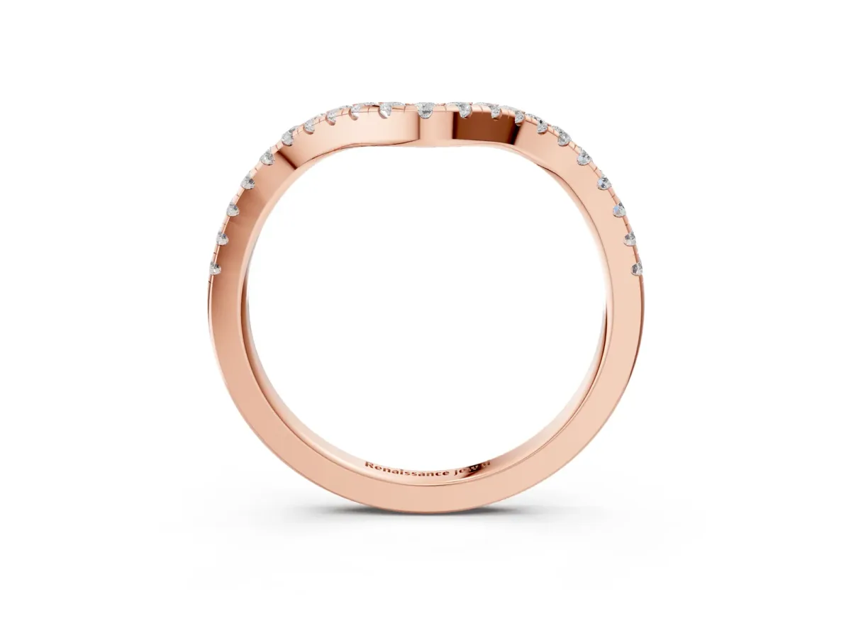 Pavé Round Diamond Infinity Twist Band with Shared Prong Setting Rose gold