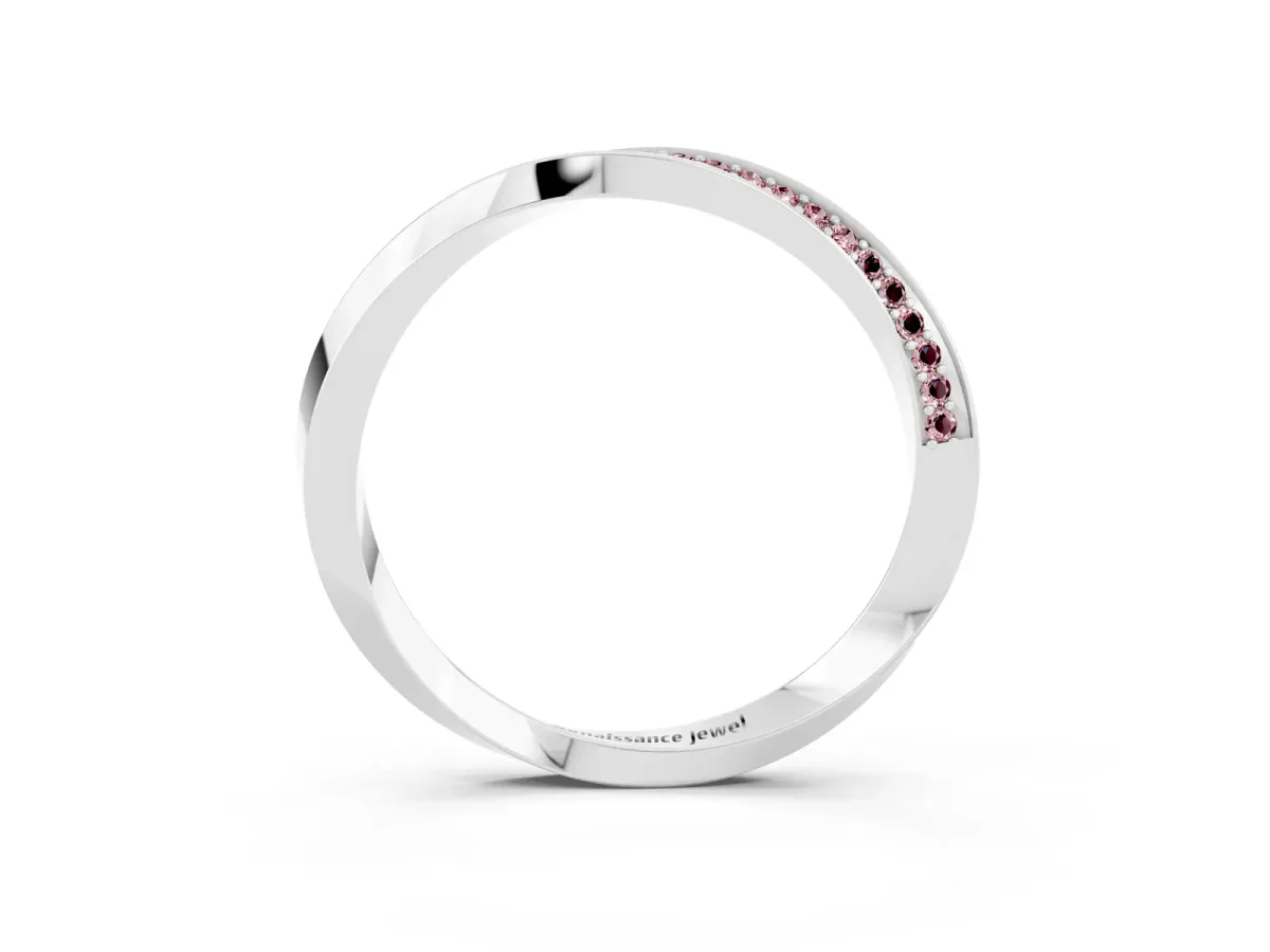 Pavé Round Morganite Twist Band White gold