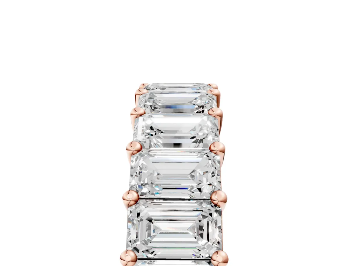emerald Cut half eternity band with shared prong setting Rose gold