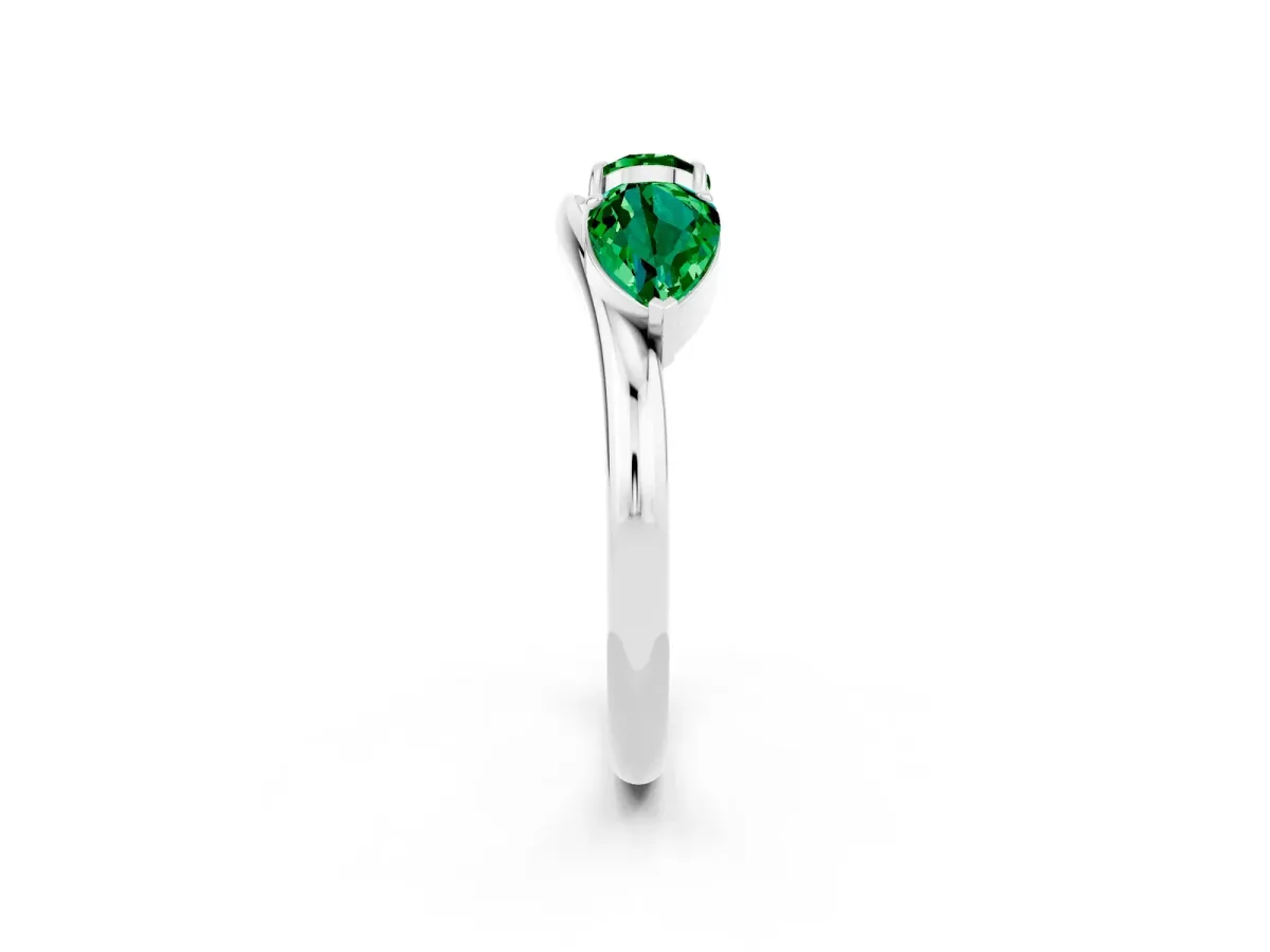 Two-Stone Pear Emerald Bypass Ring with Prong Setting Platinum