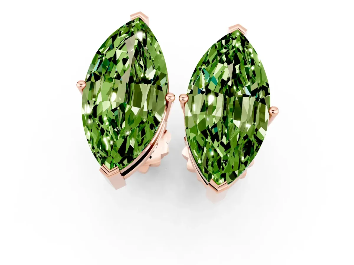 Marquise Cut Peridot Stud Earrings Rose gold
