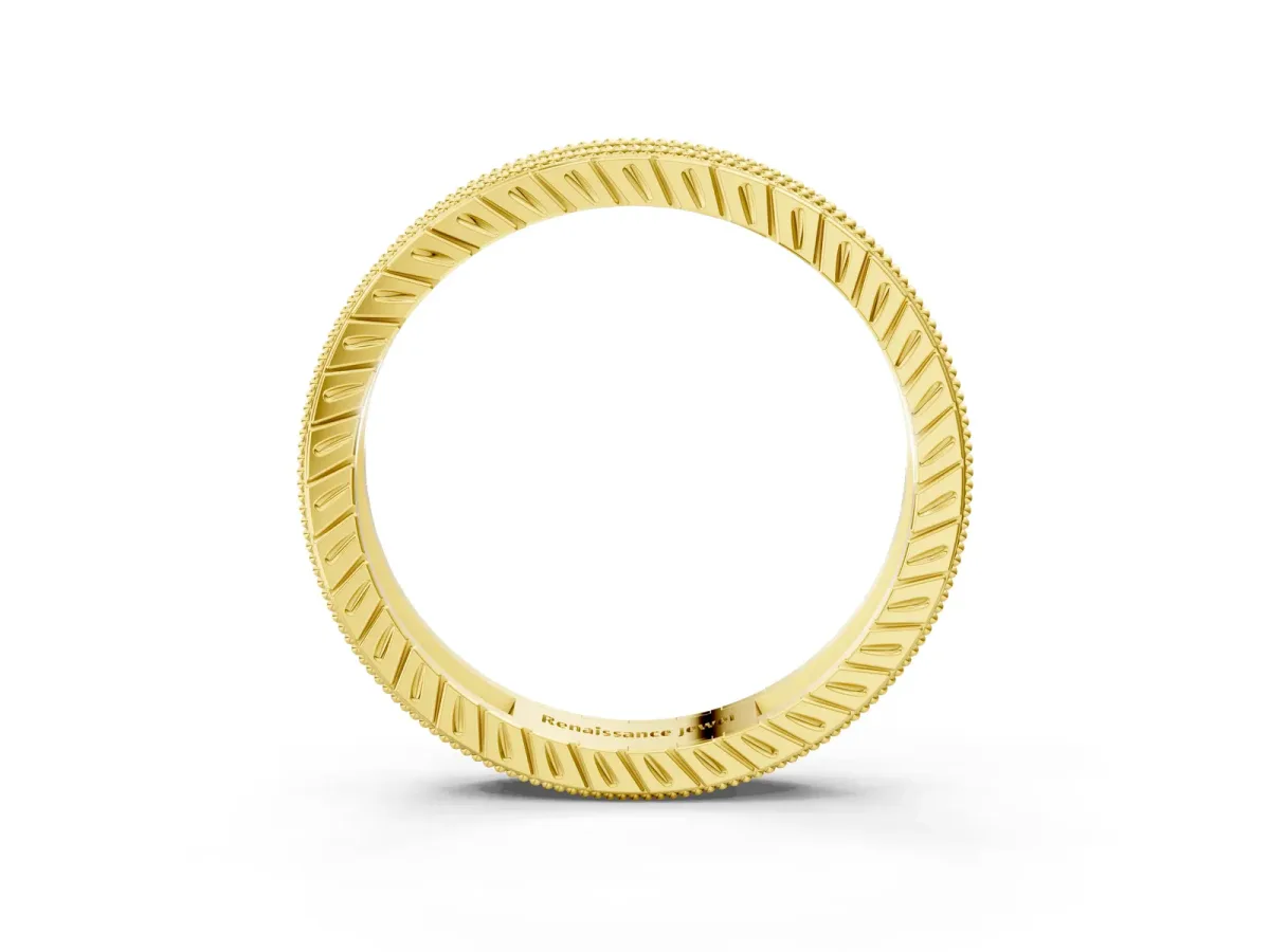 Round Cut Diamond Milgrain Bezel Set Eternity Band Yellow gold