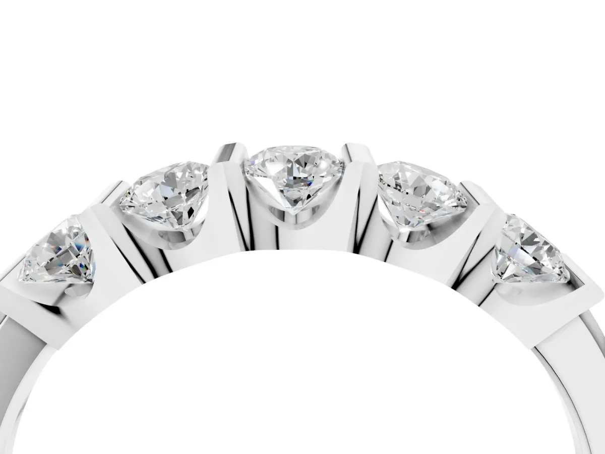 Channel-Set Round Diamond Five-Stone Band Silver