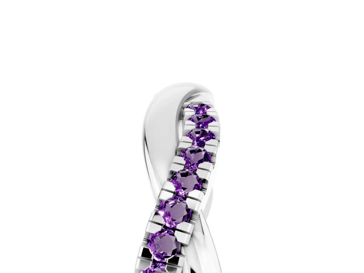 Round Amethyst Twisted Infinity Band with Prong Setting Platinum