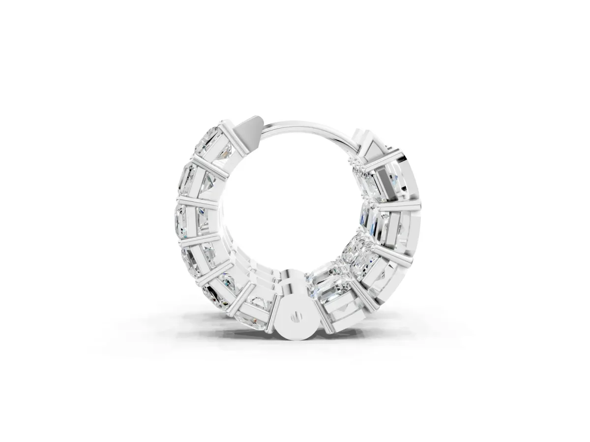 Emerald Diamond Huggie Hoop Earrings White gold