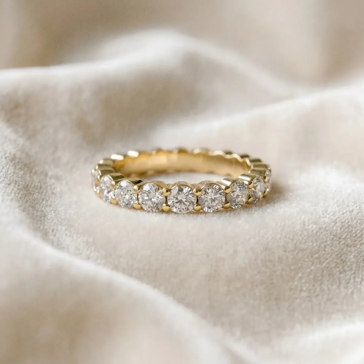 Round Diamond Eternity Band with U-Prong Setting Yellow gold