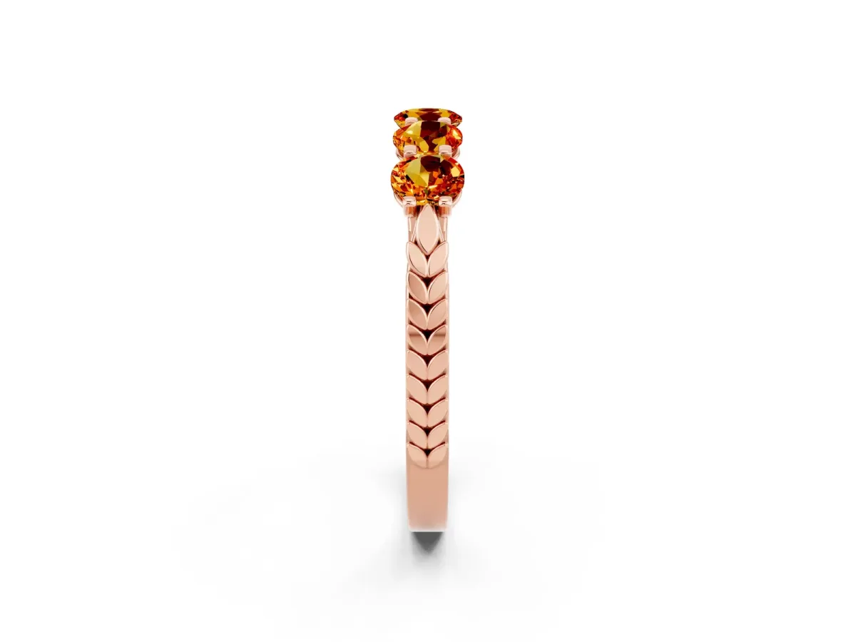 Five-Stone Round Citrine Prong-Set Band Rose gold