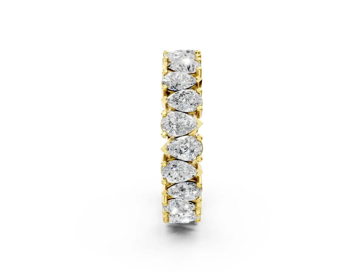 Pear Diamond Shared Prong Eternity Band Yellow gold