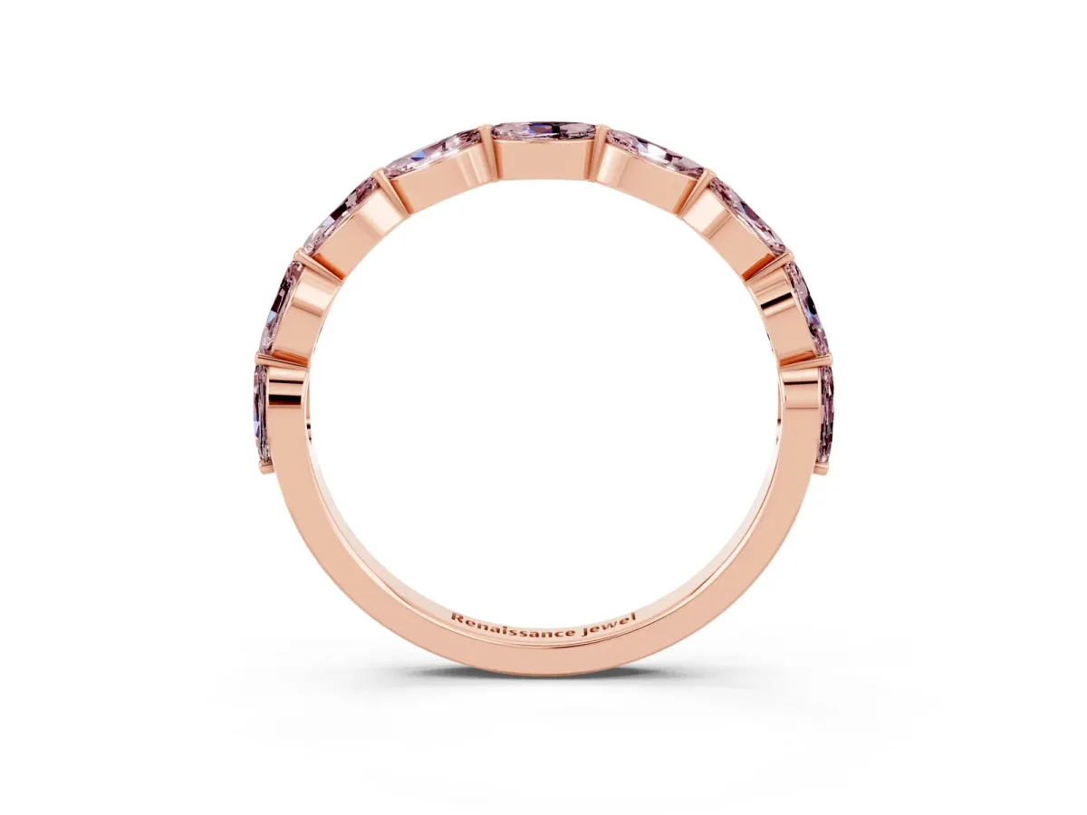Marquise Morganite Half Eternity Band with Prong Setting Rose gold