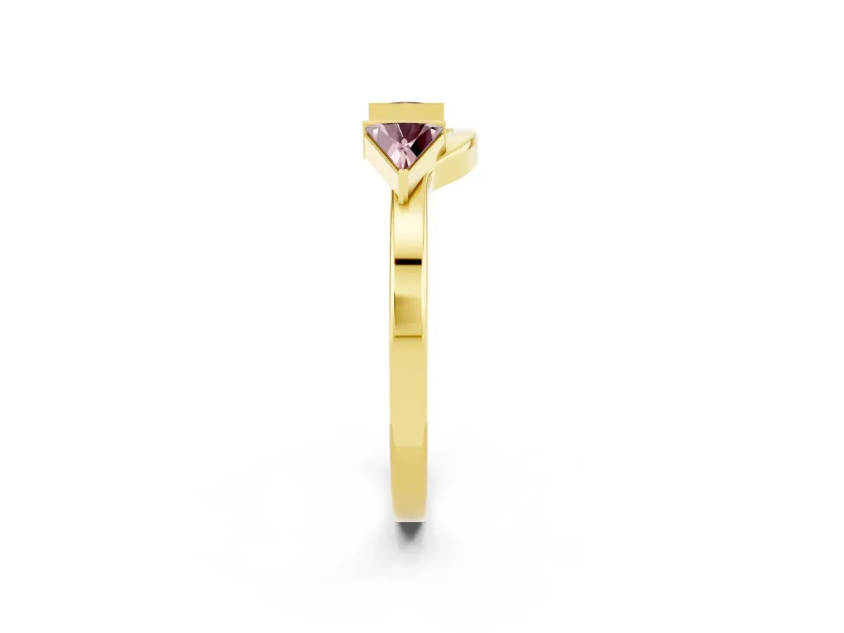 Trillion Morganite Open Band Ring with Bezel Setting Yellow gold