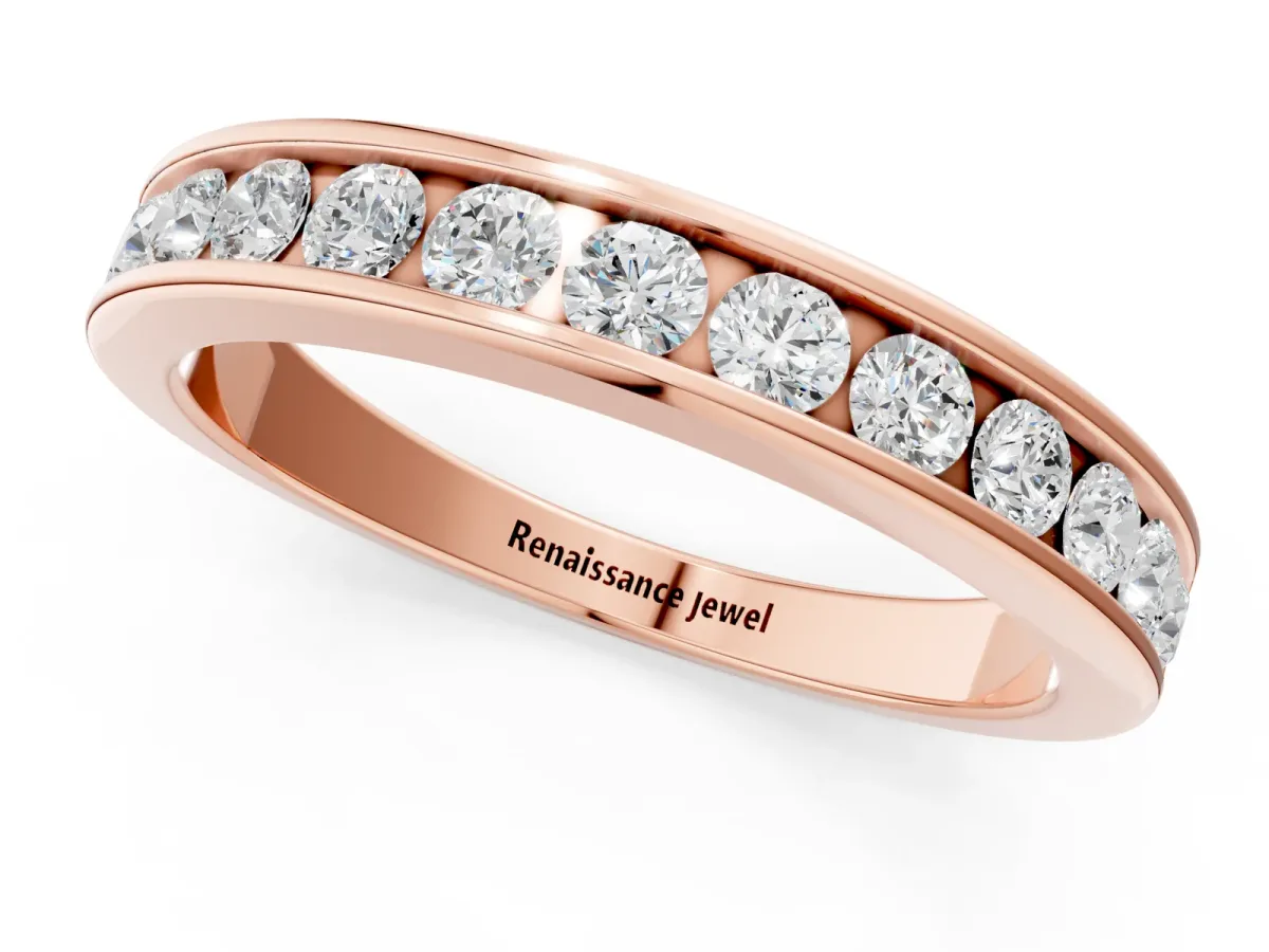 Channel Set Round Diamond Eternity Band Rose gold