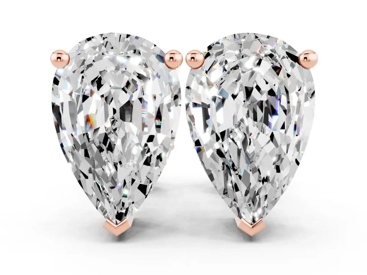 Pear Cut Moissanite Stud Earrings Rose gold