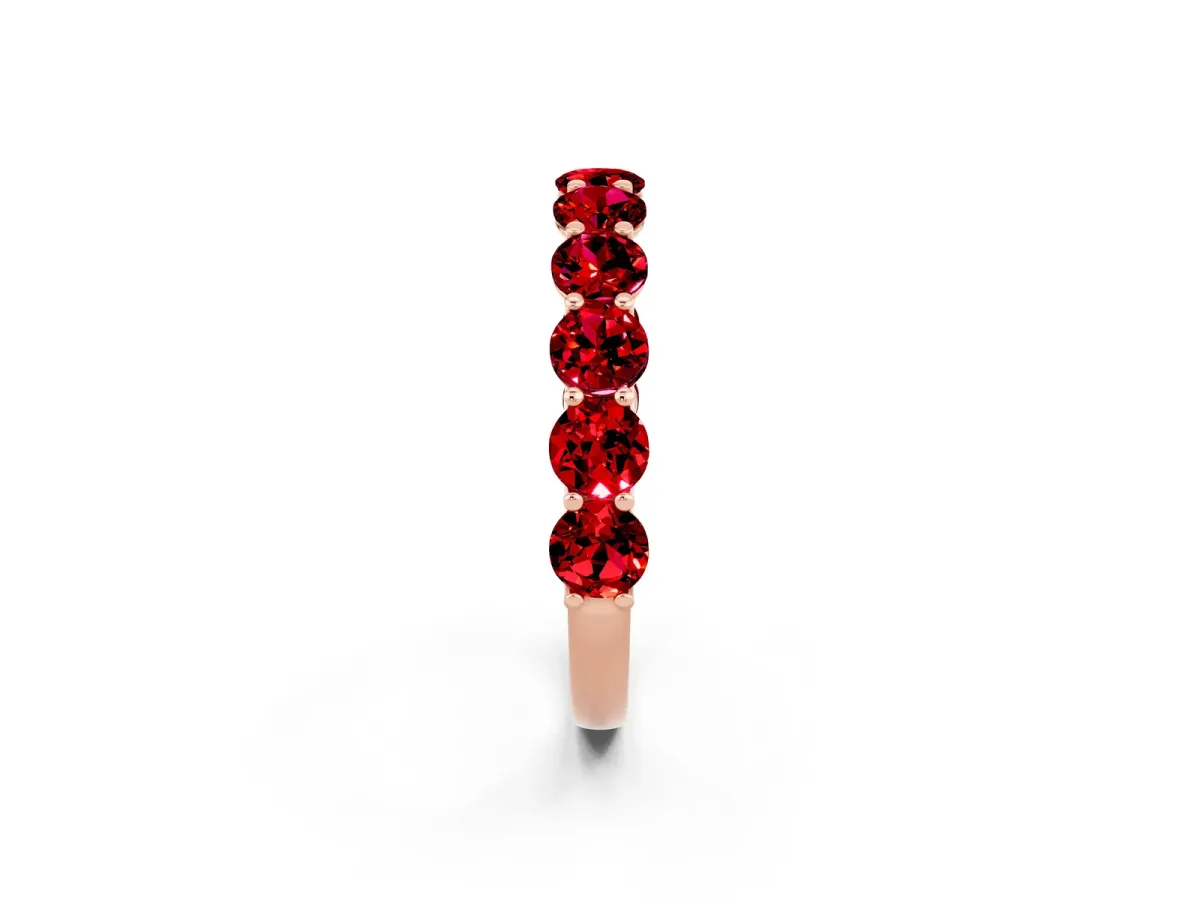 Round Ruby Shared Prong Eternity Band Rose gold