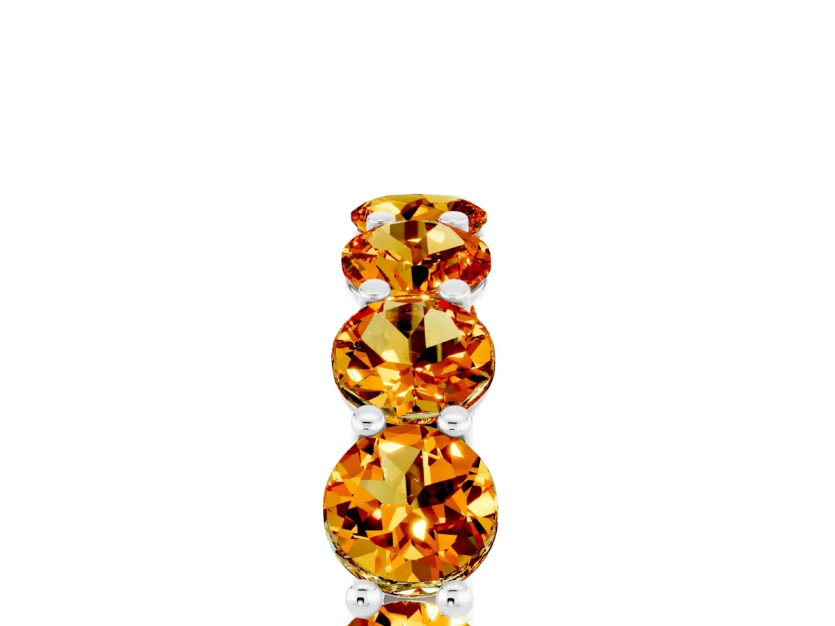 Round Citrine Shared Prong Eternity Band White gold