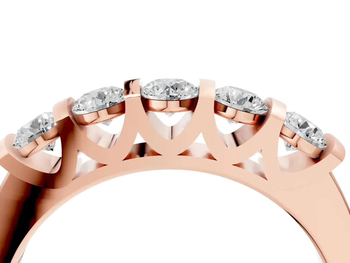 Five-Stone Round Diamond Half-Eternity Bar-Set Ring Rose gold