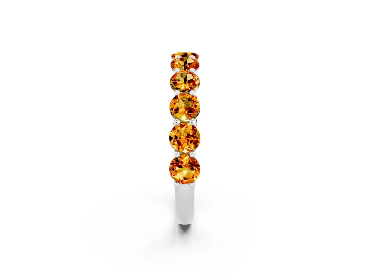 Round Citrine Shared Prong Eternity Band White gold