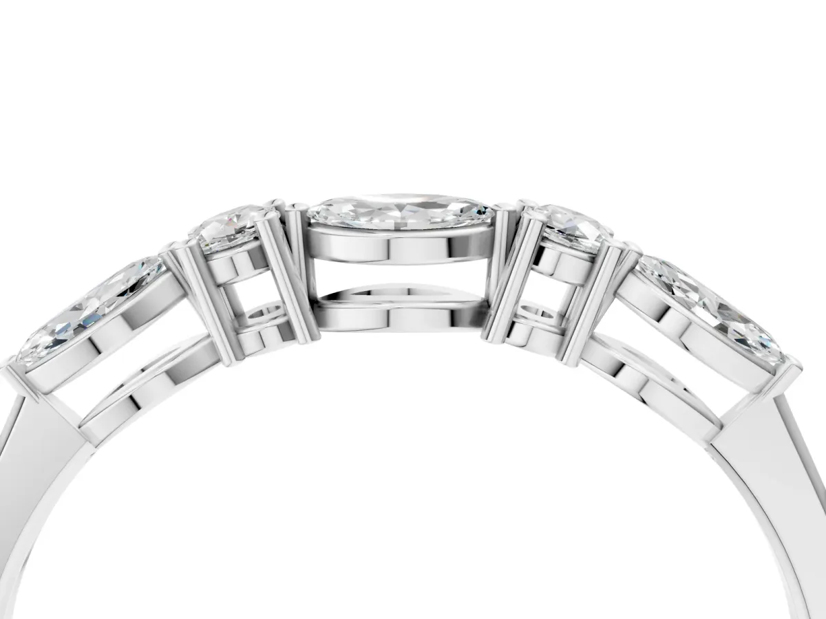 Prong Set Round Diamond Half-Eternity Band Platinum