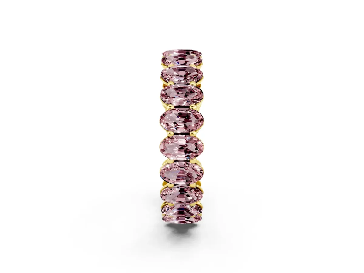 Oval Cut Morganite Eternity Band with Shared Prong Setting Yellow gold