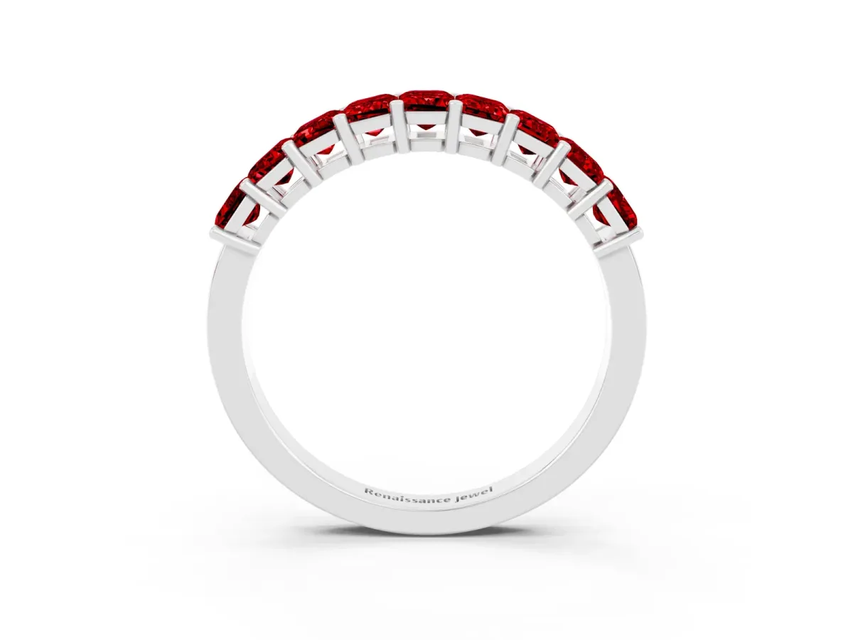 Emerald Cut Ruby Prong-Set Eternity Band White gold