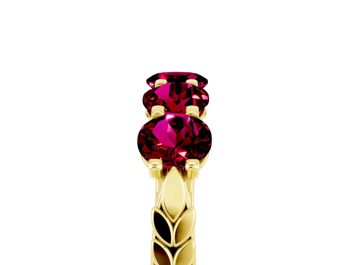Five-Stone Round Garnet Prong-Set Band Yellow gold