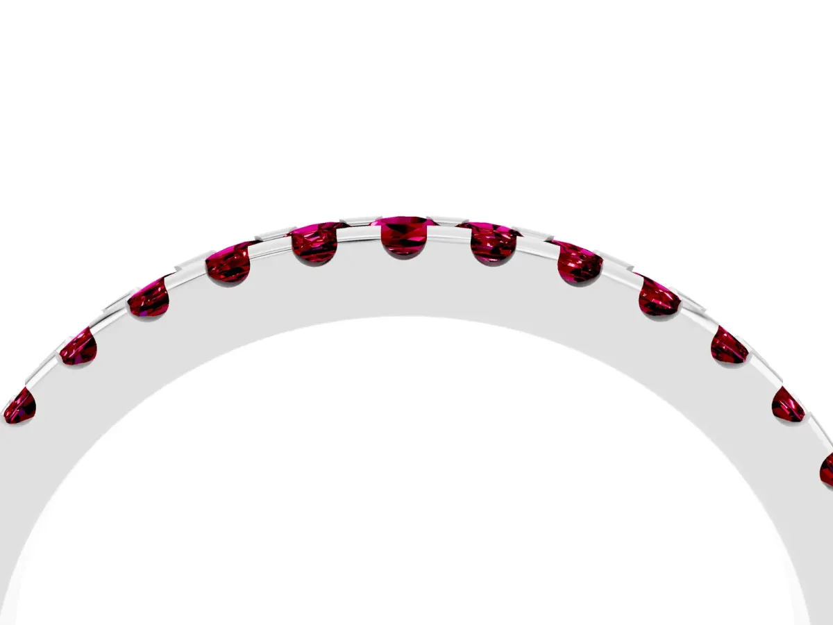 Round Garnet Pavé Set Eternity Band with Micro Prong Setting Platinum