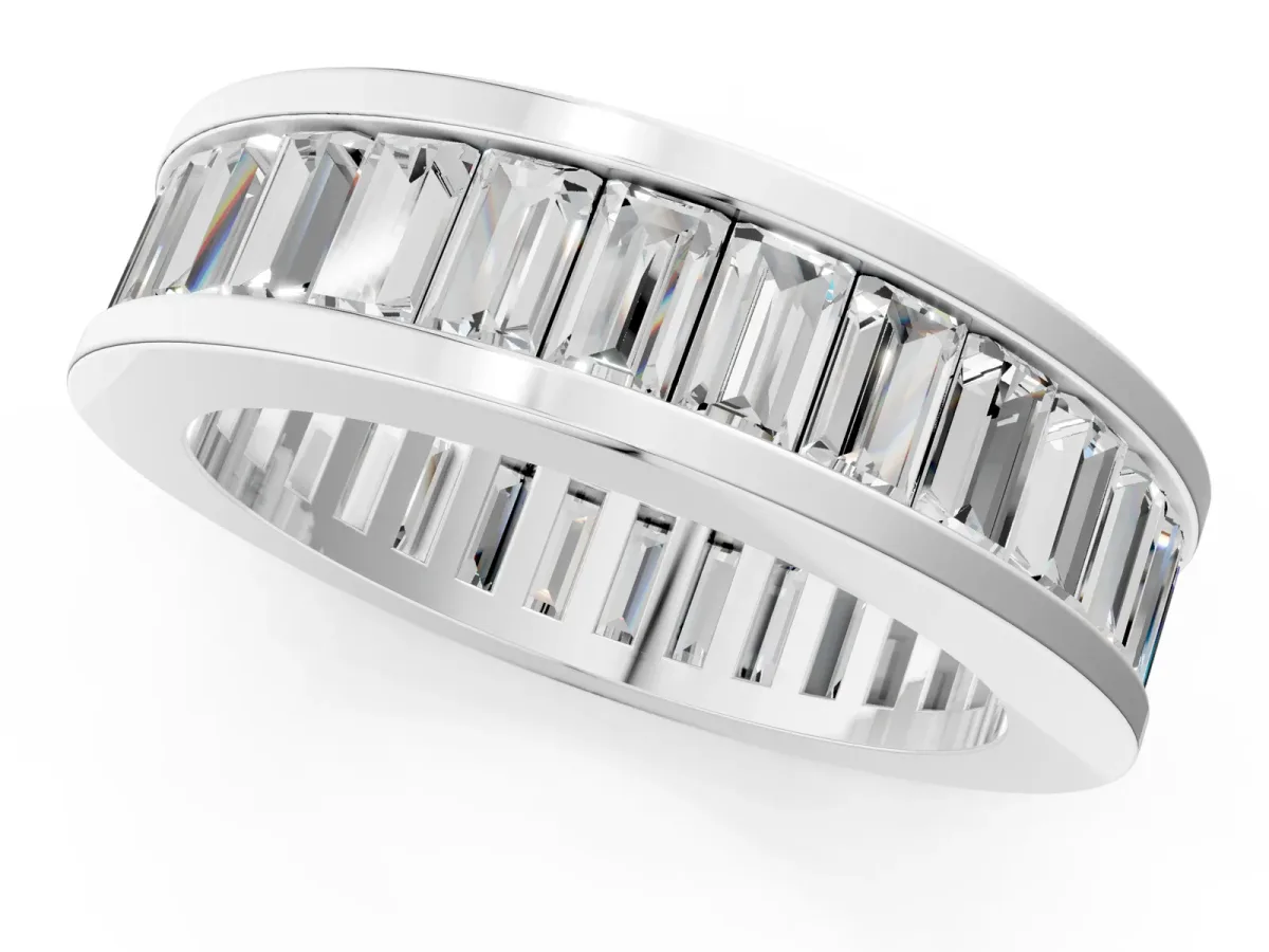 baguette Cut eternity band with channel set Silver