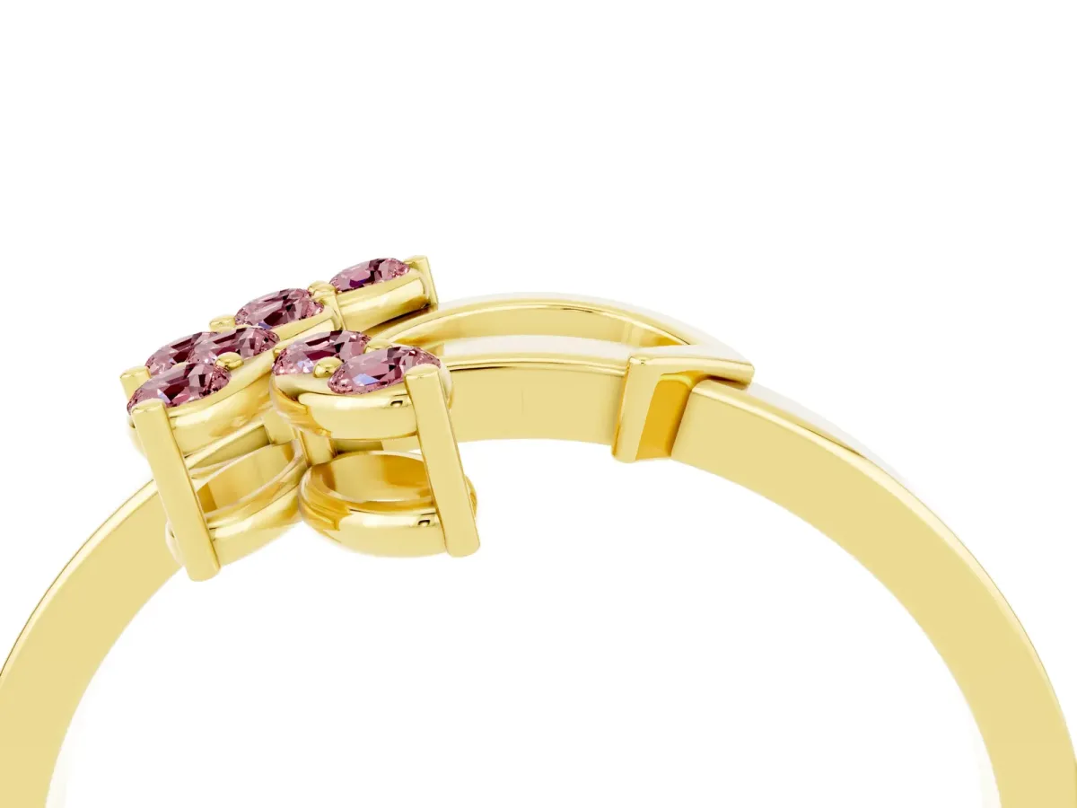 Marquise Morganite Cluster Bypass Ring with Prong Setting Yellow gold
