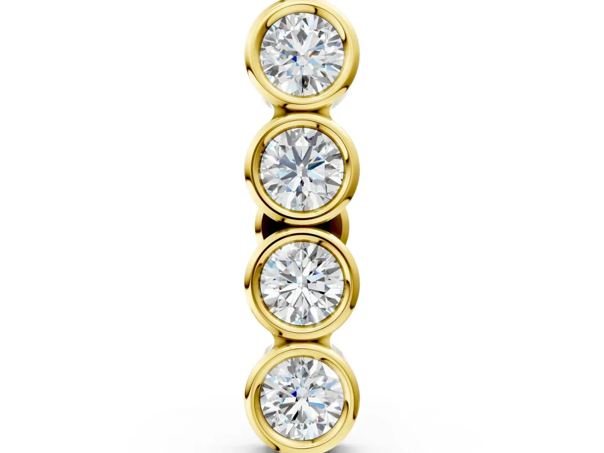 Round Diamond Row Flatback Earring Yellow gold