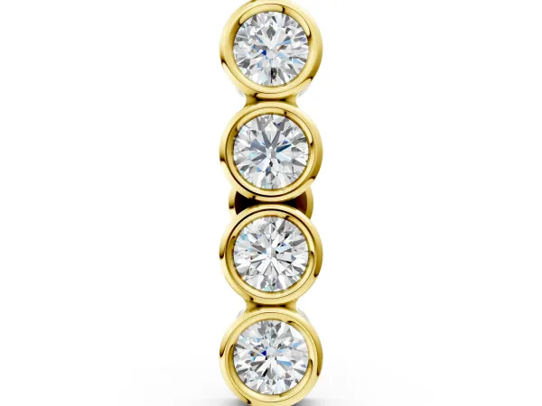 Round Diamond Row Flatback Earring Yellow gold