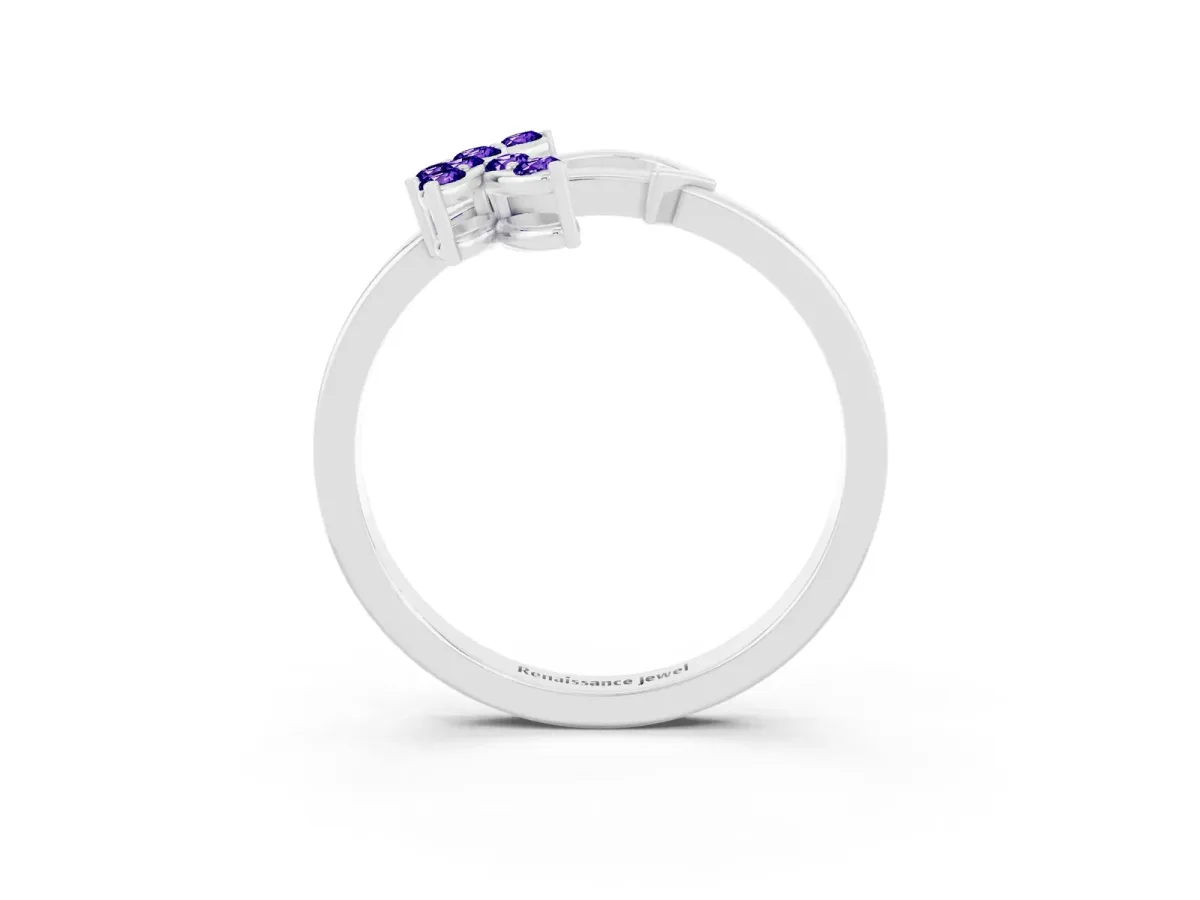 Marquise Tanzanite Cluster Bypass Ring with Prong Setting Platinum