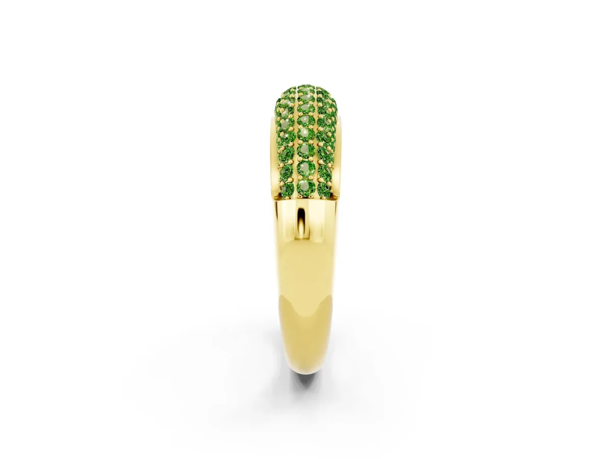 Three-Row Pavé Round Peridot Dome Band Yellow gold