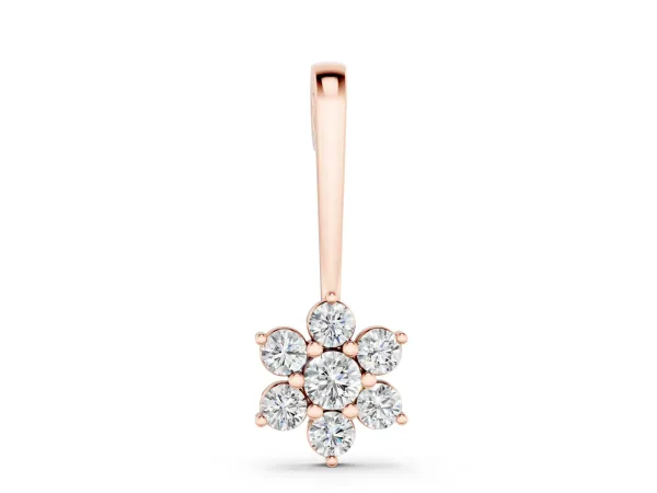 Round Diamond Cluster Pendant with Six-Prong Setting Rose gold