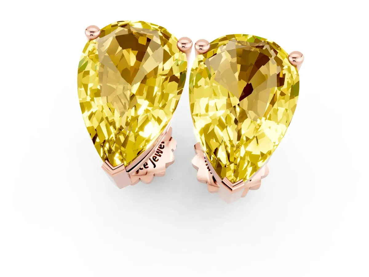 Pear Cut Yellow Sapphire Stud Earrings Rose gold