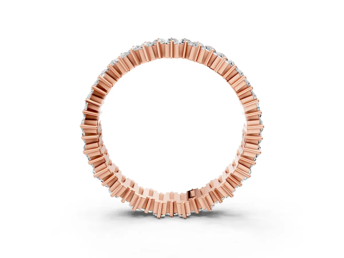 Baguette Diamond Full Eternity Ring with Prong Setting Rose gold