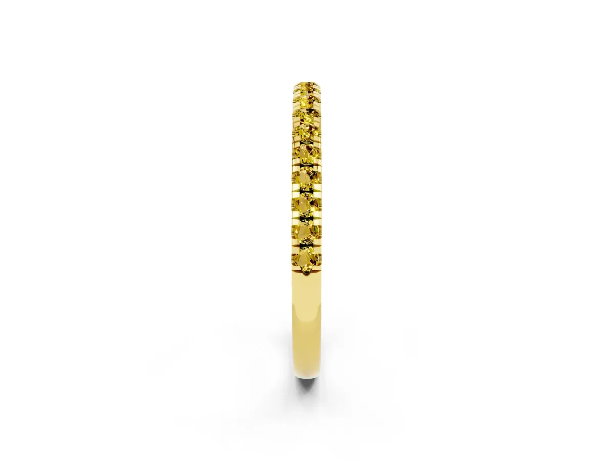Pavé Round Yellow Sapphire Half Eternity Band with Shared Prong Setting Yellow gold