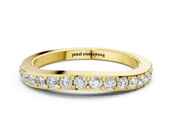 Round Diamond Pavé Set Curved Eternity Band Yellow gold