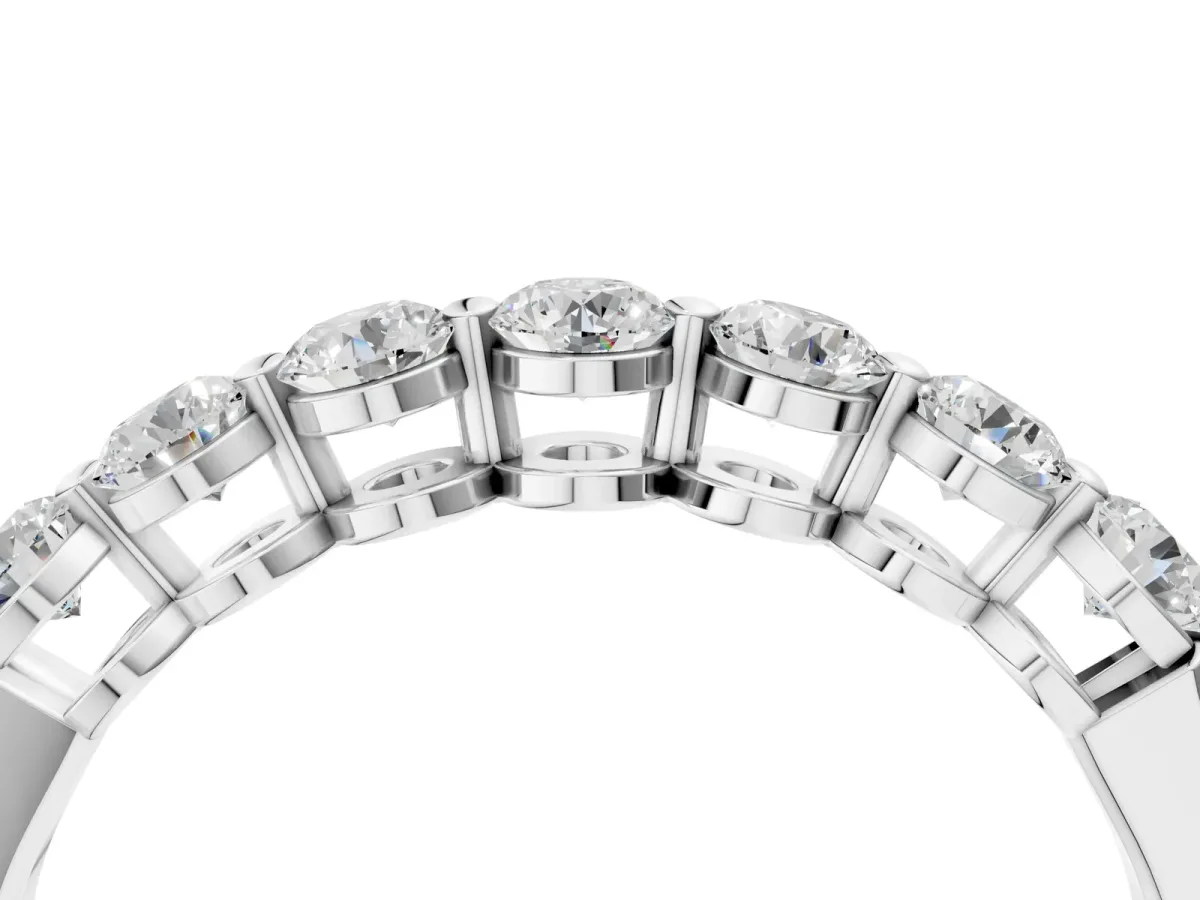 Round Cut Diamond Prong Set Half Eternity Band Platinum