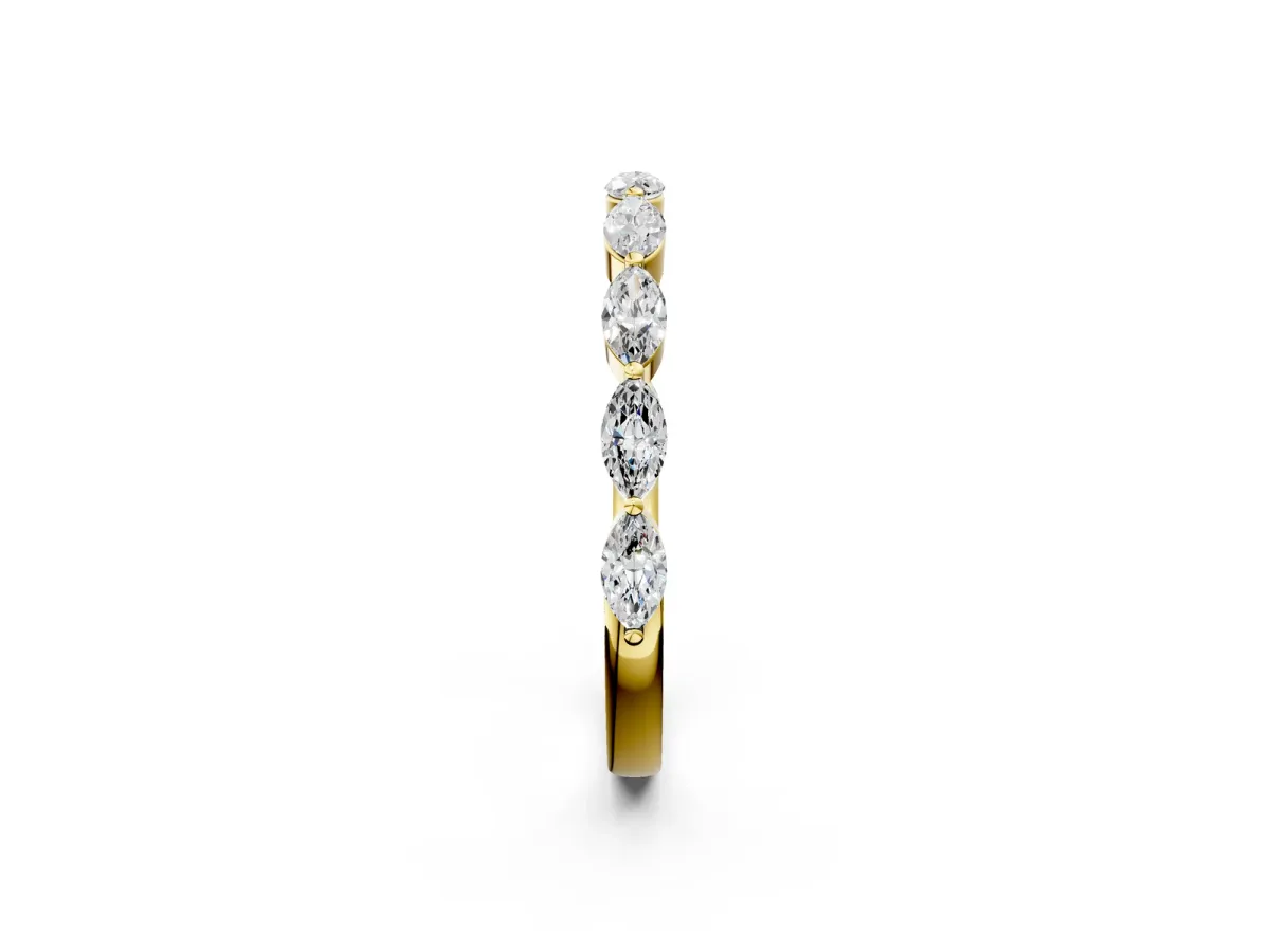 Marquise Diamond Half Eternity Band with Prong Setting Yellow gold