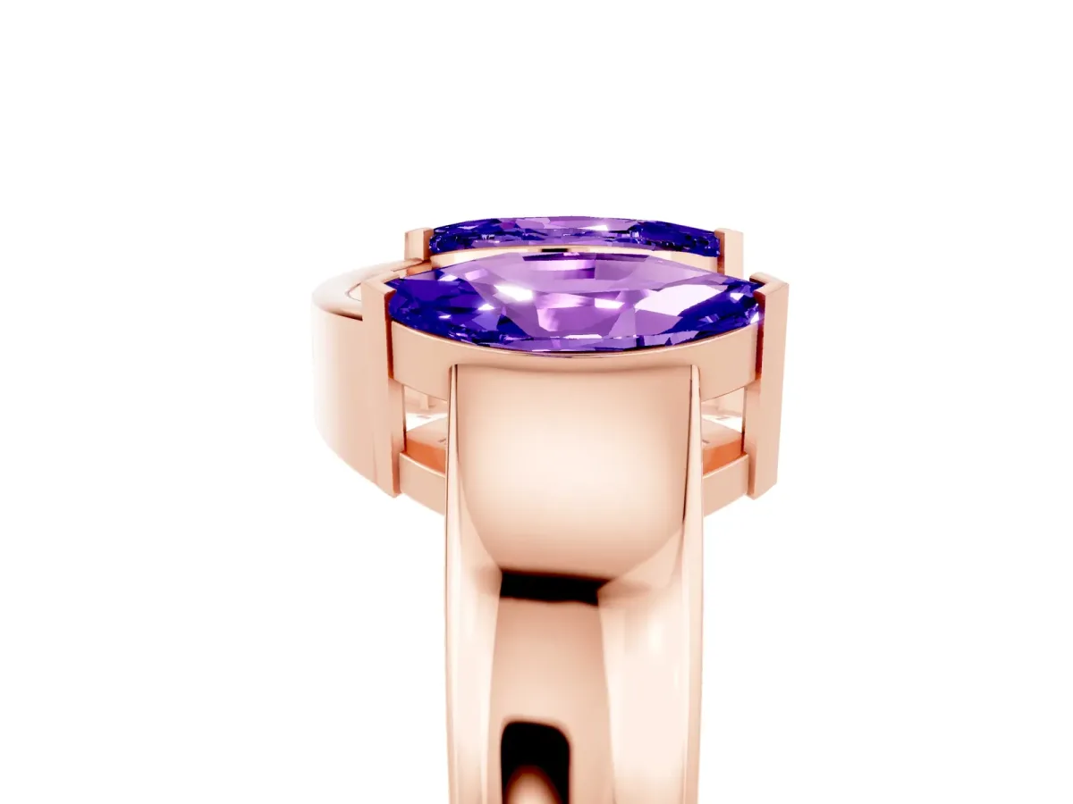 Marquise Tanzanite Open Band Ring with Tension Setting Rose gold