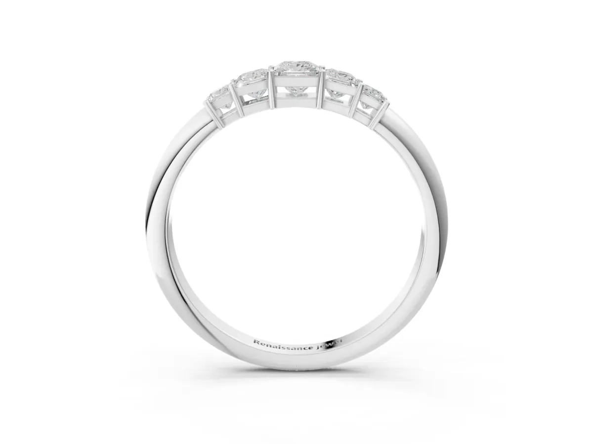 Princess Cut Five-Stone Prong Set Diamond Band Platinum