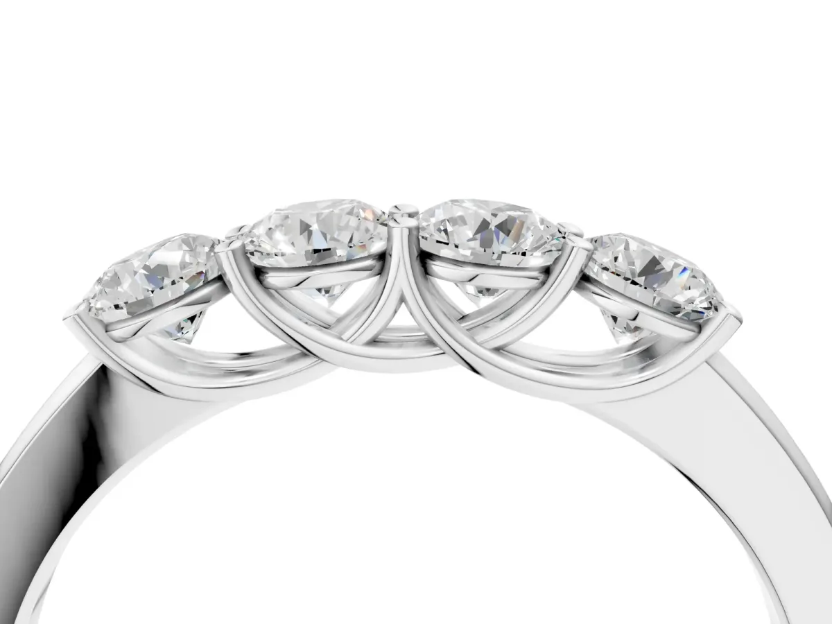 Four-Stone Round Diamond Prong-Set Band Silver