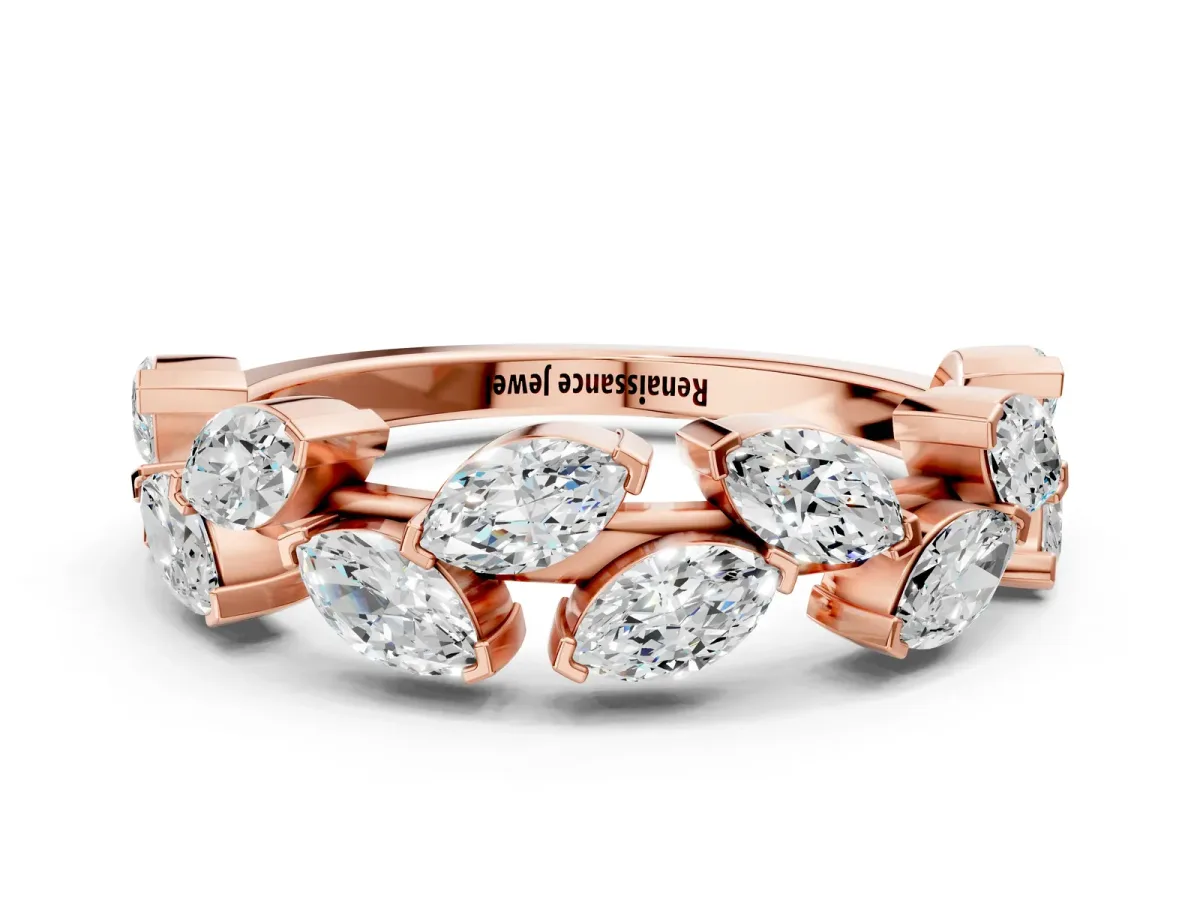 Marquise Diamond Eternity Band with Shared Prong Setting Rose gold